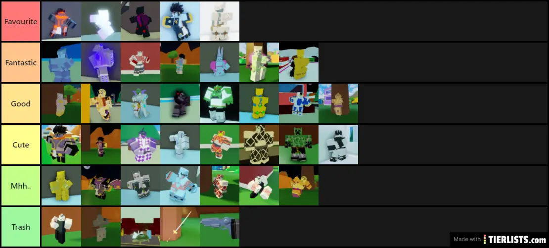 abd tier list my fav stands
