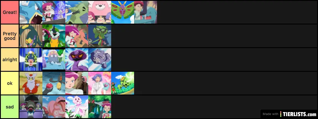 All team rockets pokemon ranked