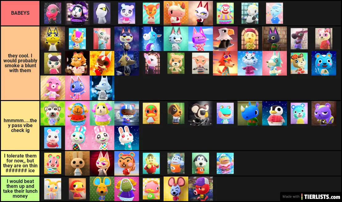 animal crossing tier