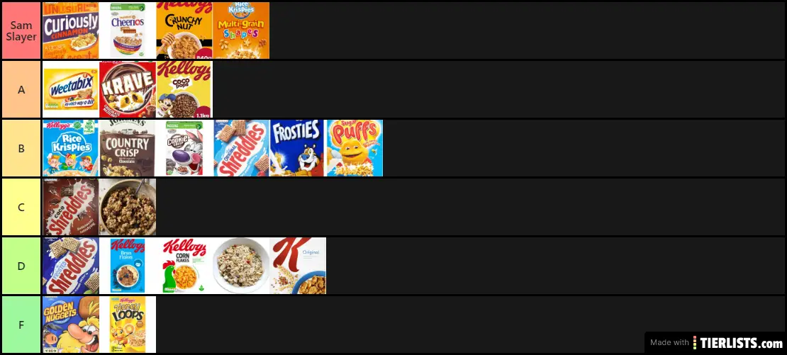 Callum's Cereal Tier List