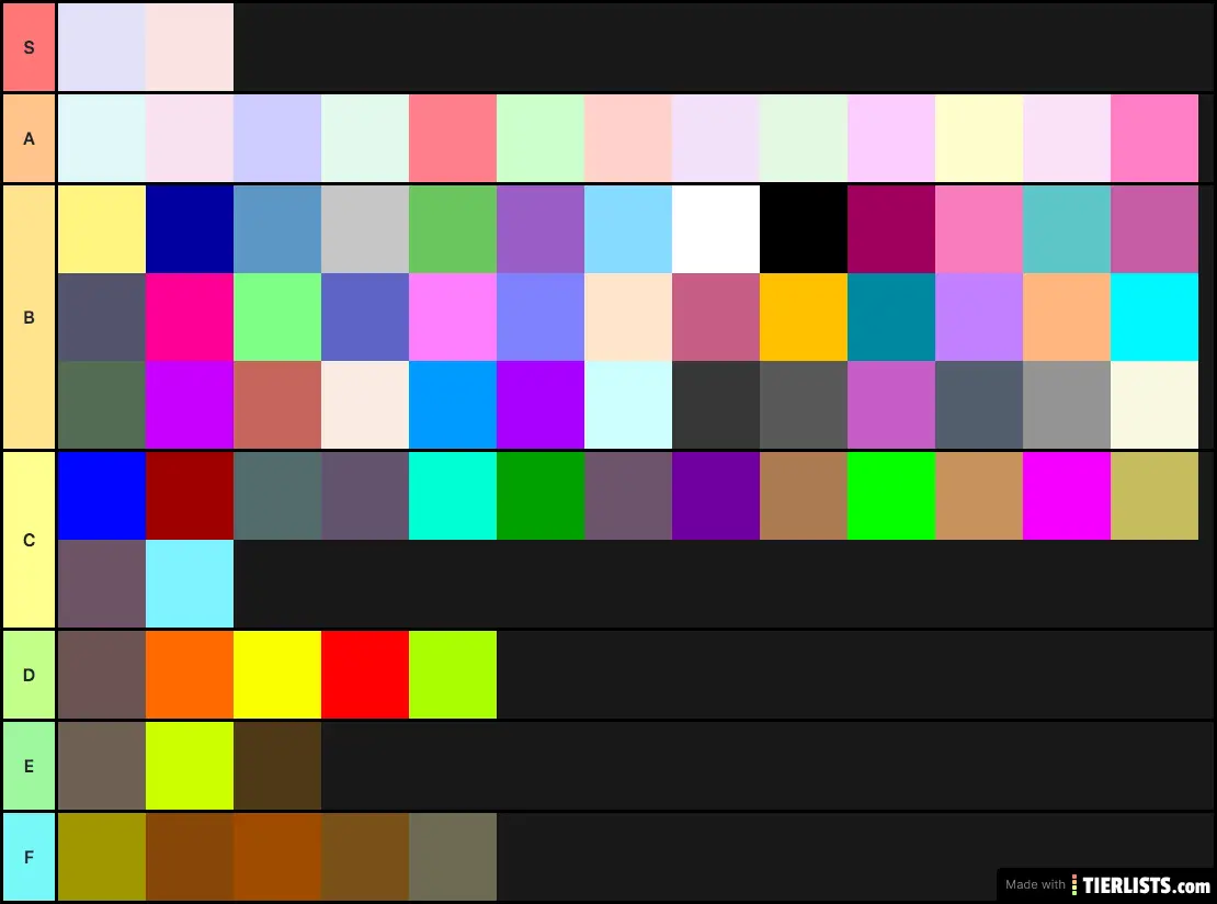color tier list Tier List Maker - TierLists.com