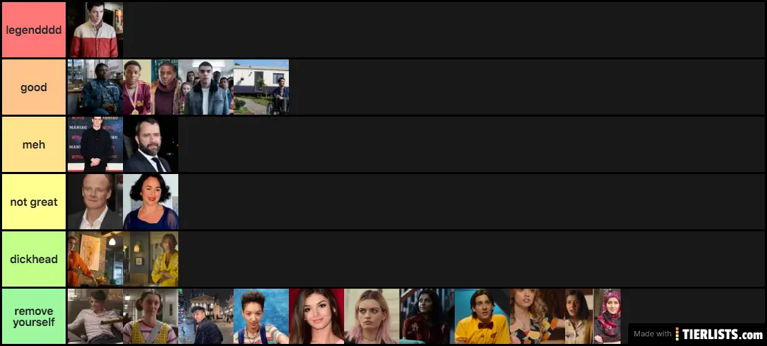 Sex Education Characters Tier List Maker