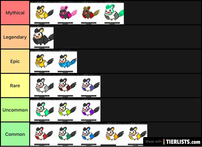 Emolga Colour Tier List