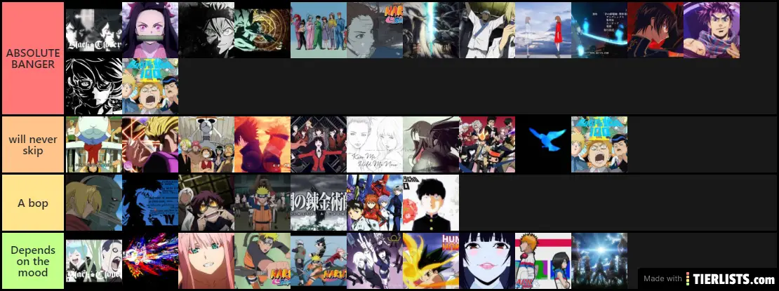 Krish's favorite anime openings