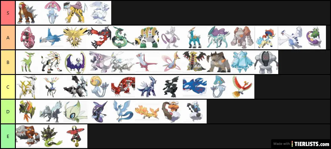 legendary pokemons tier list