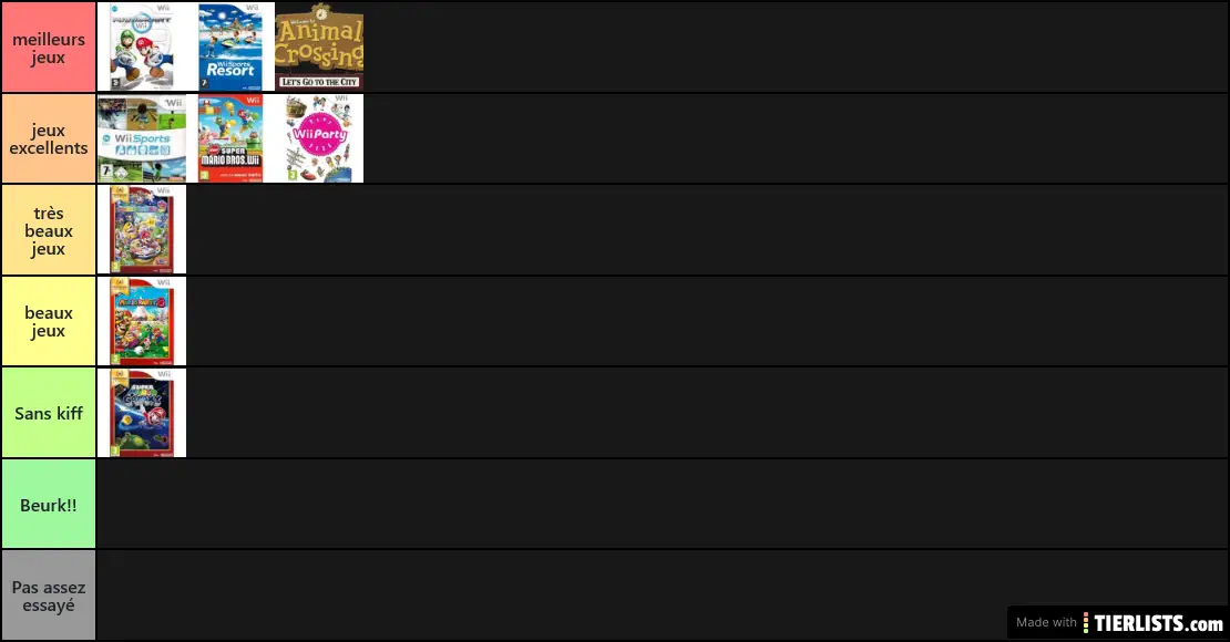 Les jeux de la wii - classement non officiel