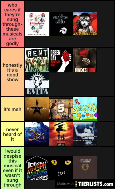list of sung through musicals