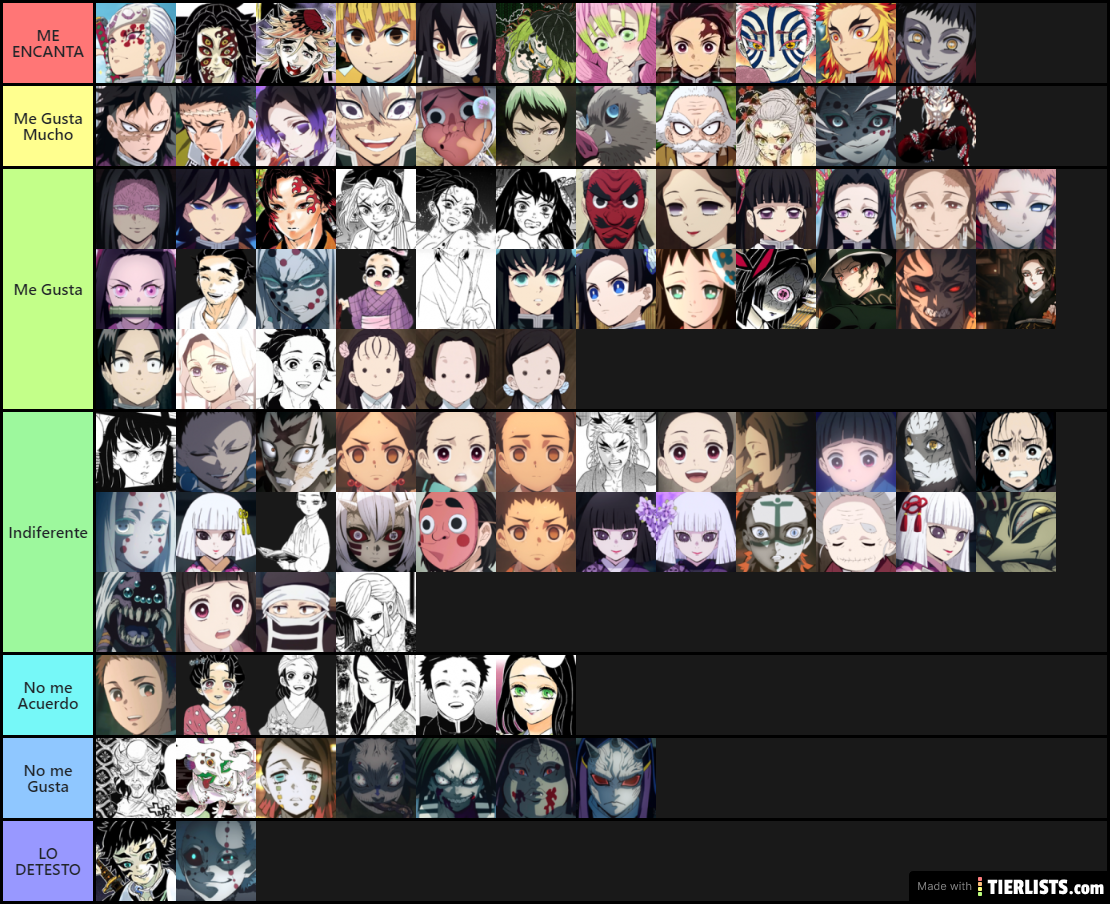 Mi Tier List de Demon Slayer/My Demon Slayer Tier List