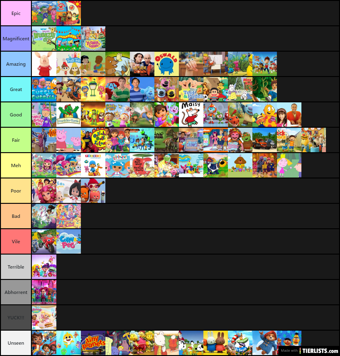 Nick Jr. Shows Tier List