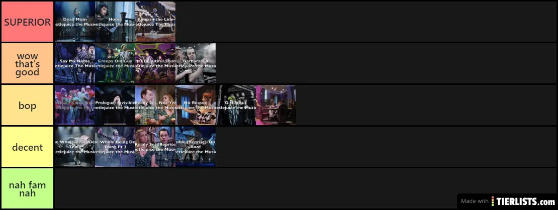Ranking Beetlejuice Songs