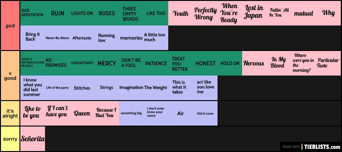 shawn mendes songs
