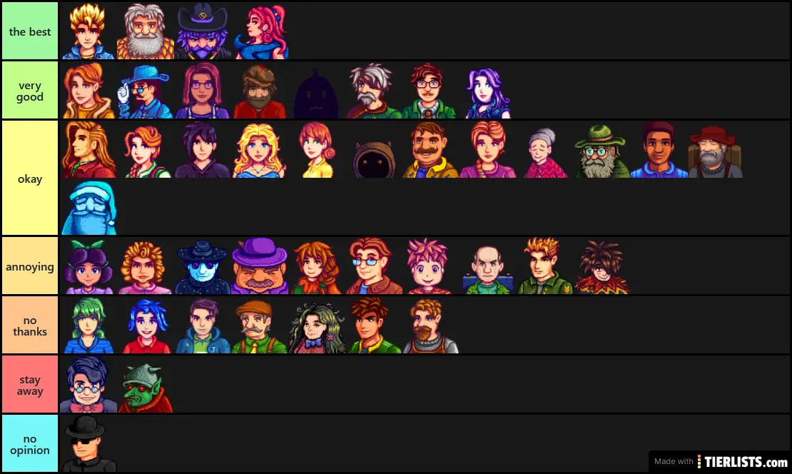Stardew Valley characters rank