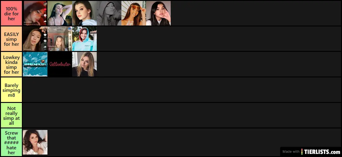 THE REAL TIER LIST I WOULD SIMP FOR