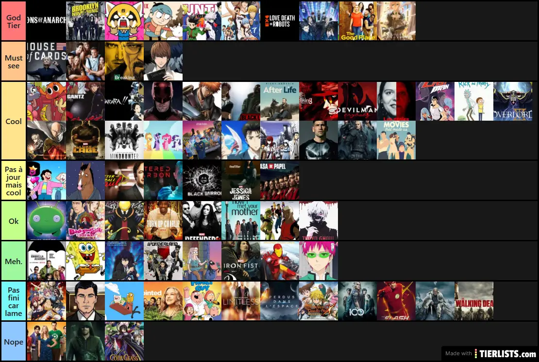 Tierl list saries dispo sur netflix que j'ai vu